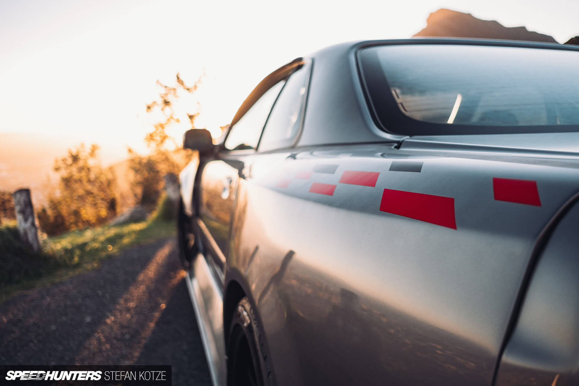 Rear left of the Nissan Skyline R34 GT-R