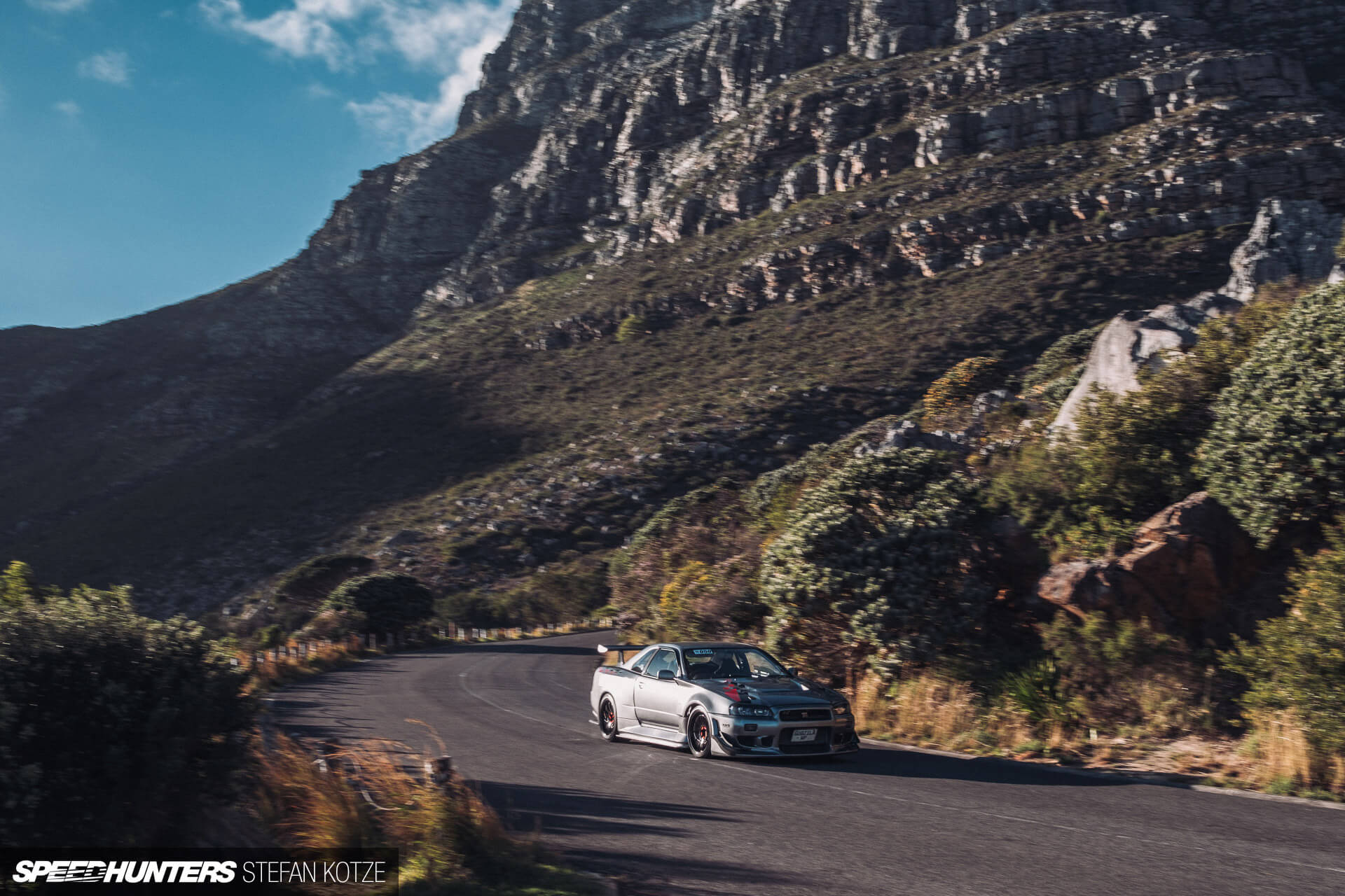 Nissan Skyline R34 GT-R on a mountain road